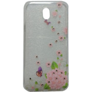 Чехол силиконовый с цветами для Samsung J7 2017 J730 Butterflies