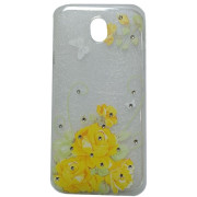 Чехол силиконовый с цветами для Samsung J7 2017 J730 Yellow
