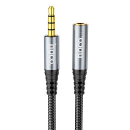 Аудіо-кабель Hoco UPA20 3.5 audio Male to Female 1m Metal Gray