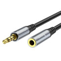 Аудіо-кабель Hoco UPA20 3.5 audio Male to Female 1m Metal Gray