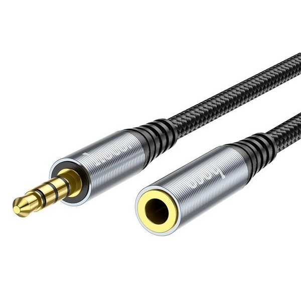 Аудіо-кабель Hoco UPA20 3.5 audio Male to Female 1m Metal Gray