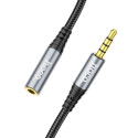 Аудіо-кабель Hoco UPA20 3.5 audio Male to Female 1m Metal Gray