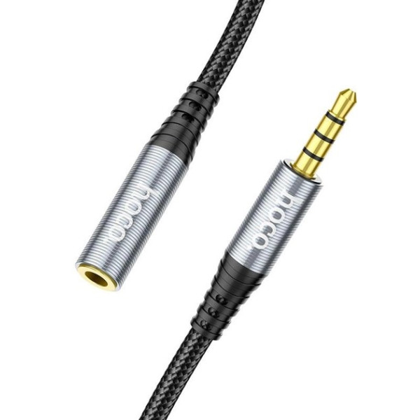 Аудіо-кабель Hoco UPA20 3.5 audio Male to Female 1m Metal Gray