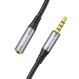 Аудіо-кабель Hoco UPA20 3.5 audio Male to Female 1m Metal Gray