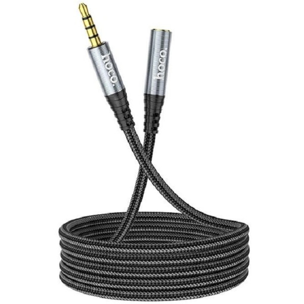 Аудіо-кабель Hoco UPA20 3.5 audio Male to Female 2m Metal Gray