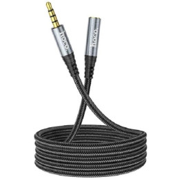 Аудіо-кабель Hoco UPA20 3.5 audio Male to Female 2m Metal Gray
