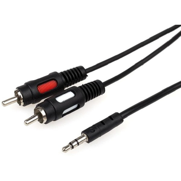 Аудіо-кабель Atcom mini-jack 3.5мм(M)-2xRCA-тюльпан(M) 1.8м (10707)