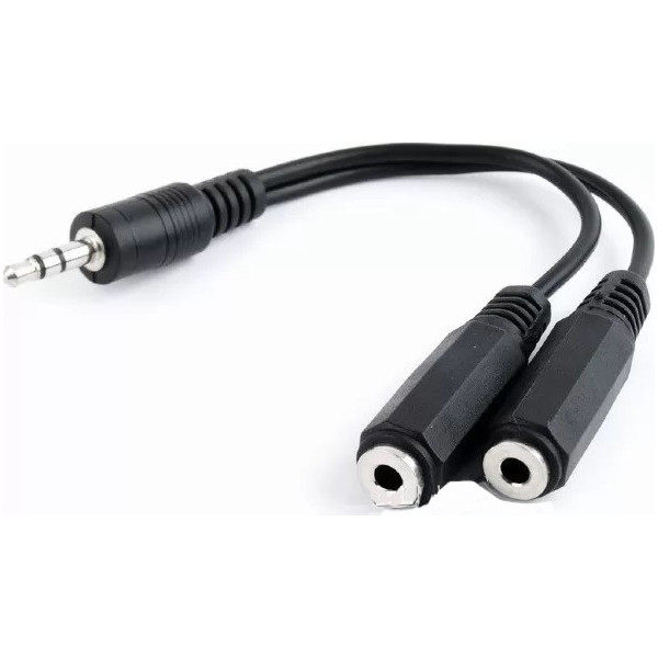 Аудіо-кабель Atcom mini-jack 3.5mm(M) to 2xmini-jack 3.5mm(F) 0.1м, Black (16850)