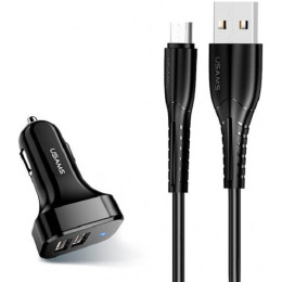 Автомобільний зарядний пристрій Usams C13 King-Tu 2USB 2.1A + cable Micro Black