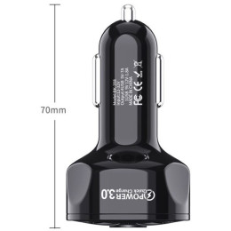 Автомобільний зарядний пристрій Fonken 3USB Quick Charge 3.0 2.1A Black