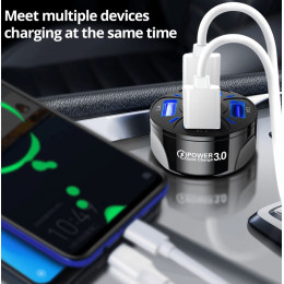 Автомобільний зарядний пристрій Fonken 3USB Quick Charge 3.0 2.1A Black