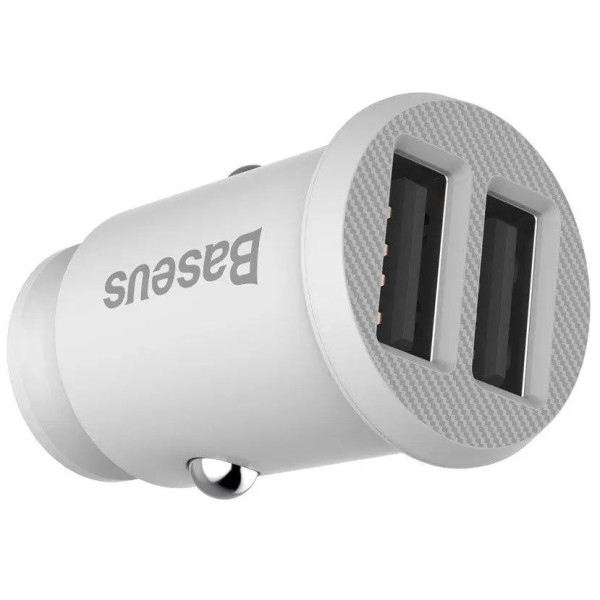 Автомобільний зарядний пристрій Baseus Grain Car 2USB 3.1A White (CCALL-ML02)