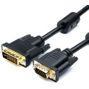 Кабель Atcom VGA-DVI-I(24+5) з 2-мя фер. кольцами 1.8м Черный (16143)