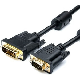 Кабель Atcom VGA-DVI-I(24+5) з 2-ма фер. кільцями 1.8м Чорний (16143)