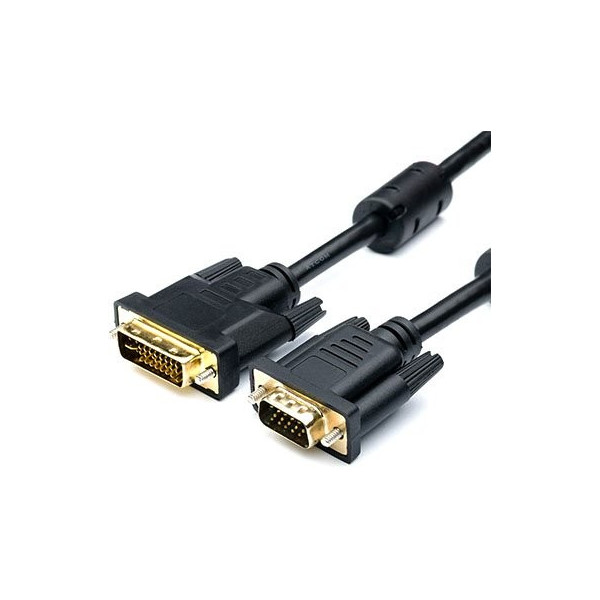 Кабель Atcom VGA-DVI-I(24+5) з 2-мя фер. кольцами 1.8м Черный (16143)