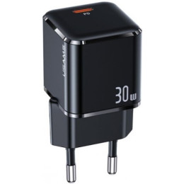 Мережевий зарядний пристрій Usams T45 Super Si Mini USB-C PD&QC3.0 30W 3A Black (US-CC148)