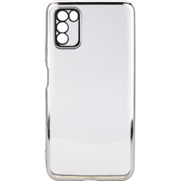 Чехол силиконовый с глянцевой окантовкой для Poco M3 Silver