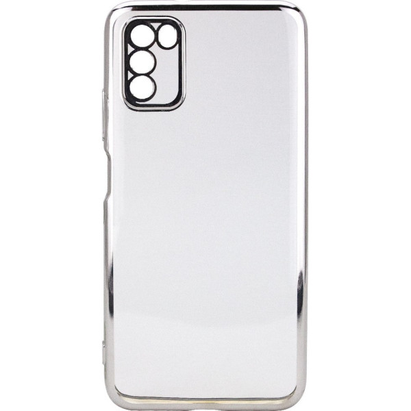 Чехол силиконовый с глянцевой окантовкой для Poco M3 Silver