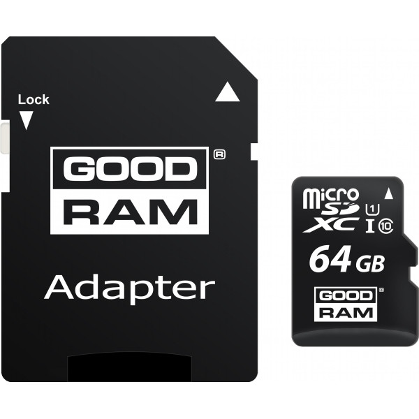 Карта пам'яті Goodram microSDХC 64GB UHS-I Сlass 10 + SD-adapter (M1AA-0640R12)